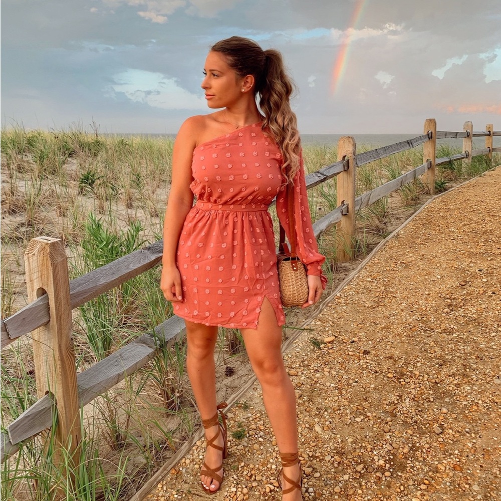 Elegant Coral Mini Dress
